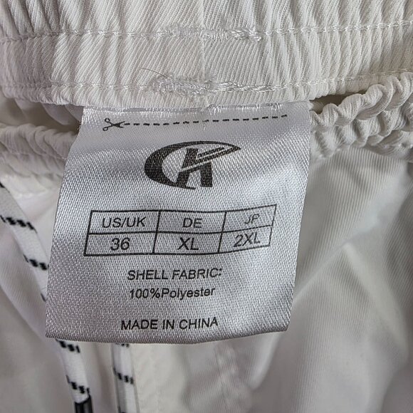 Mens Fashion Style White Shorts Drawstring 100% Polyester 10" Inseam Size XL - Picture 3 of 10